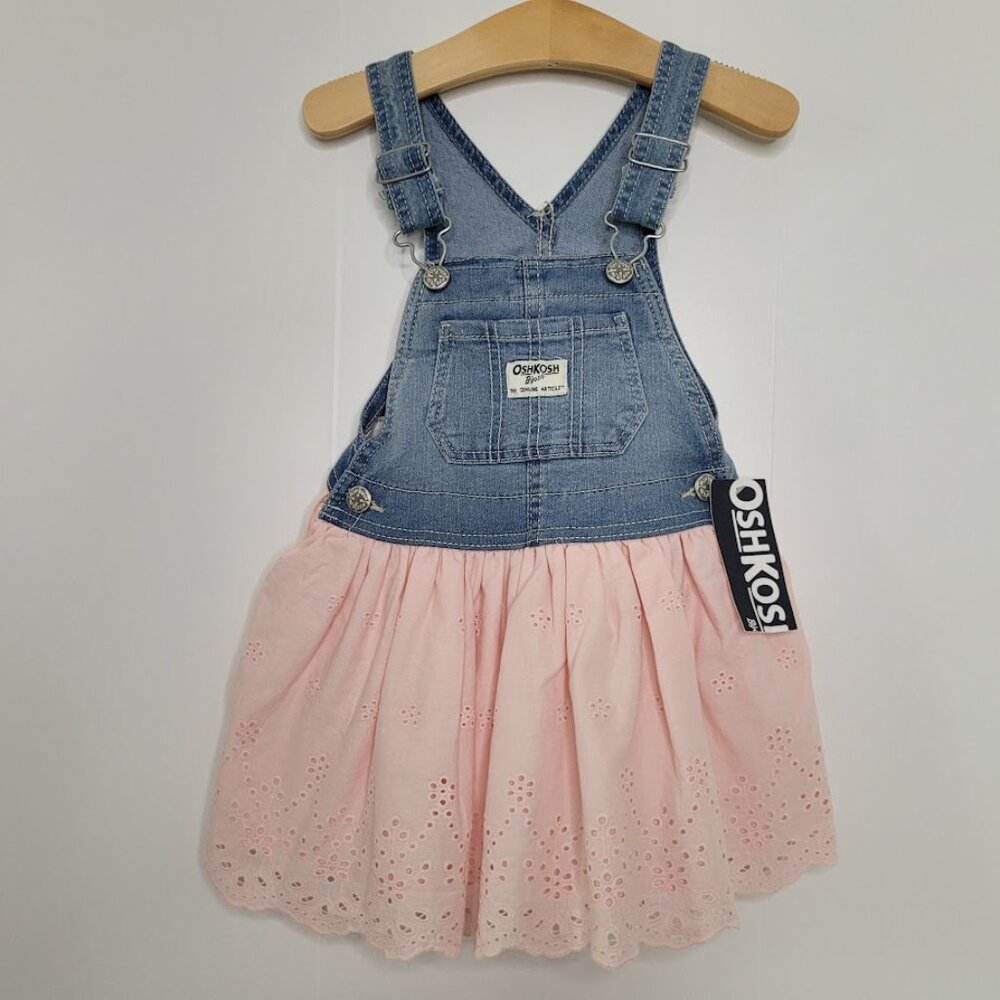 Oshkosh Denim Pink Eyelet Jumper/Skirtall 2T NEW